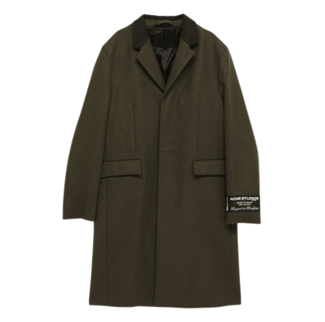 Acne Studios Logo Label Cuffs Single Wool Blend Coat