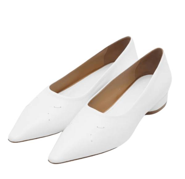 Maison Margiela Pointed Toe 4-Stitch Kiki Ballerina Flats (2.5cm) - White 