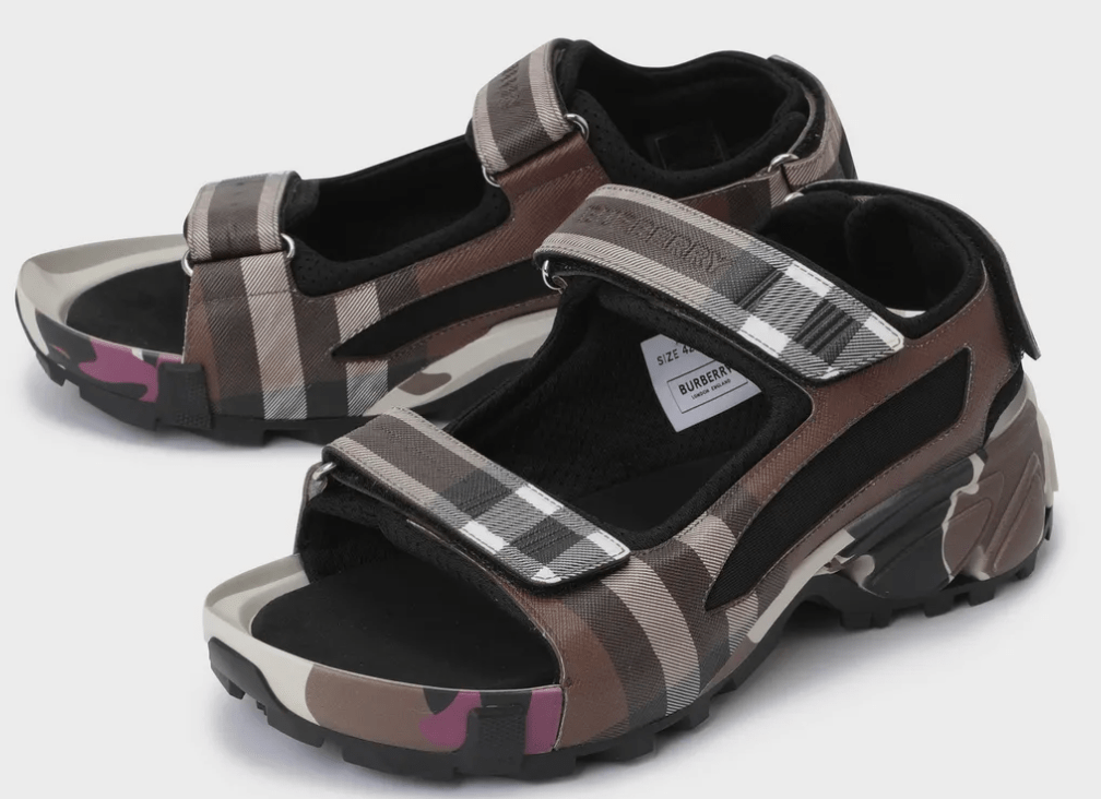 Burberry Check Camo Mix Velcro Sandals - Multicolor
