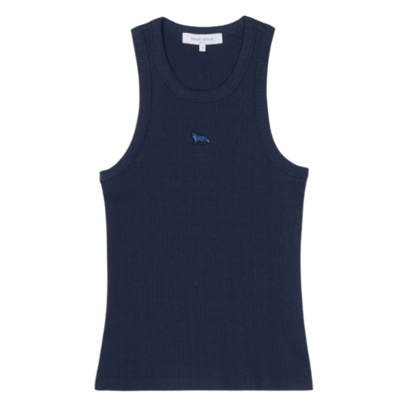 MAISON KITSUNE Baby Fox Patch Ribbed Tank Top - Ink Blue 