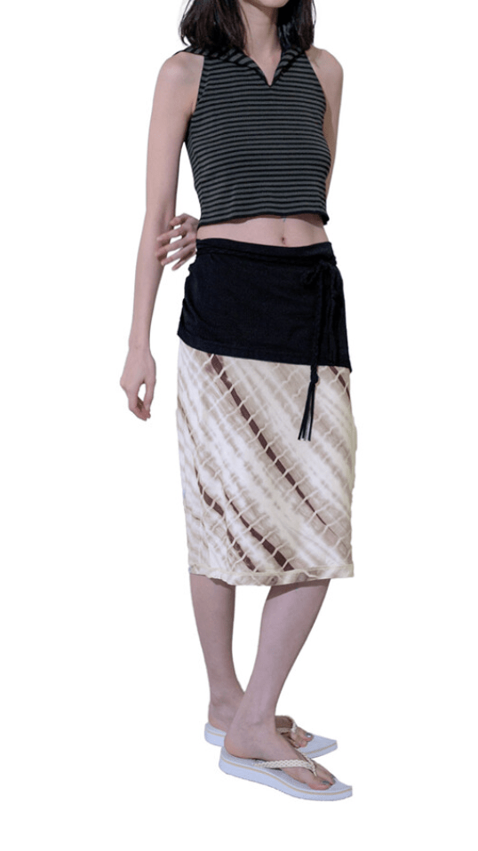 PERVERZE Cropped Stripe Hooded Knit Top