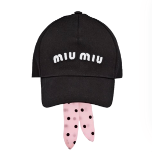 (W) Miu Miu Cotton Baseball Cap Black Gem