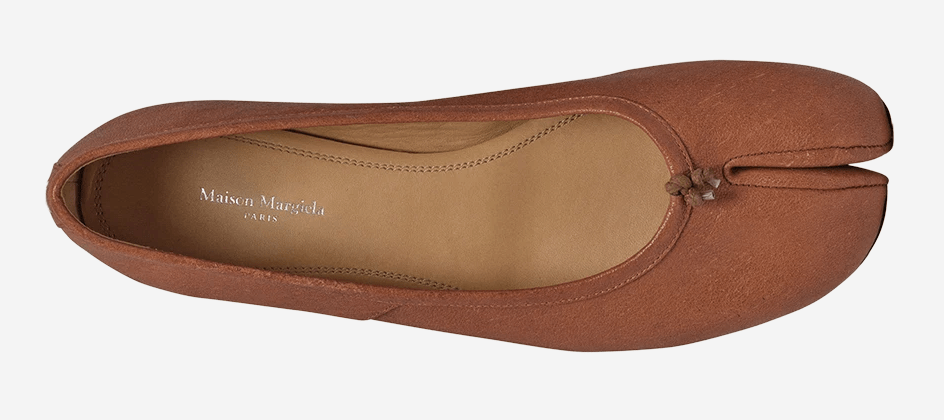 (W) Maison Margiela Tabi Leather Ballerina Shoes Nutmeg
