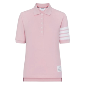 (W) Thom Browne Classic Pique 4-Bar Short Sleeve Polo Light Pink