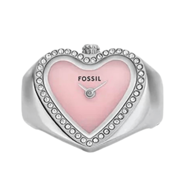 (W) Fossil Watch Ring Quartz Two-Hand 18mm Stainless Steel Silver