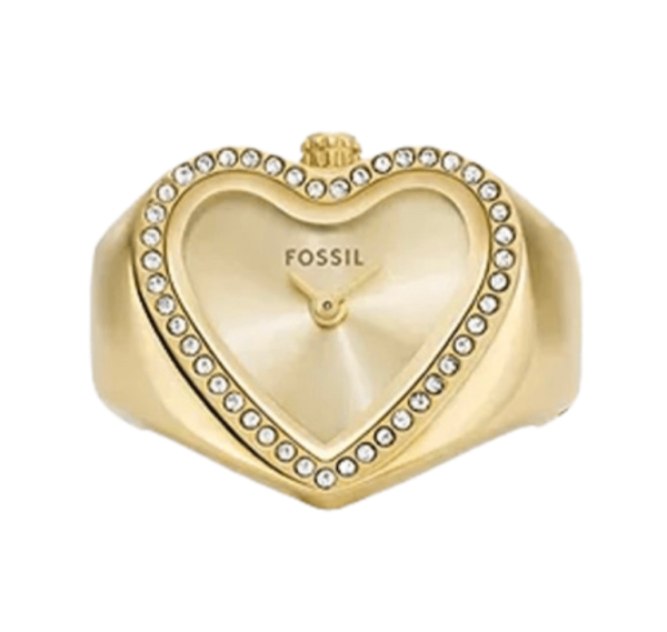 (W) Fossil Watch Ring Quartz Two-Hand 18mm Stainless Steel Gold