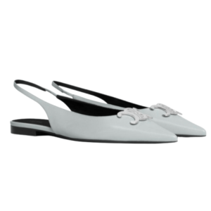 CELINE Triomphe Logo Leather Slingback Flat Shoes