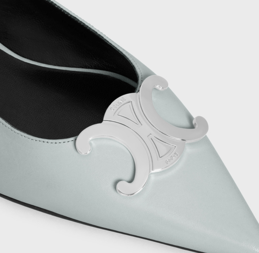 CELINE Triomphe Logo Leather Slingback Flat Shoes