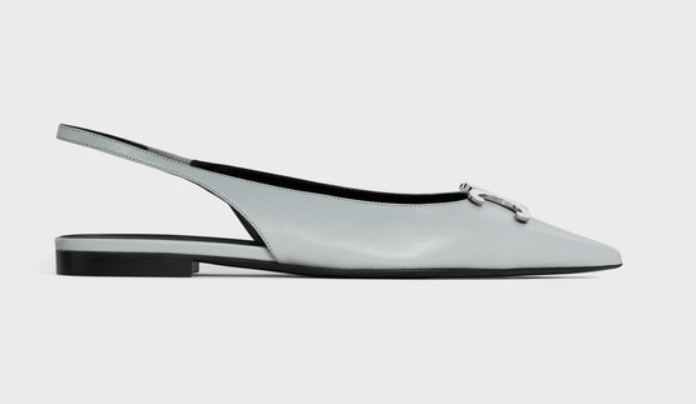CELINE Triomphe Logo Leather Slingback Flat Shoes