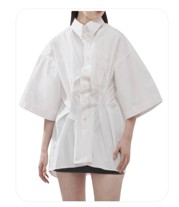 Maison Margiela Poplin Draped Half Shirt - White 