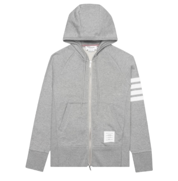 Thom Browne Engineered 4-Bar Zip Hoodie Light Grey