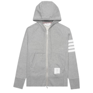 Thom Browne Engineered 4-Bar Zip Hoodie Light Grey