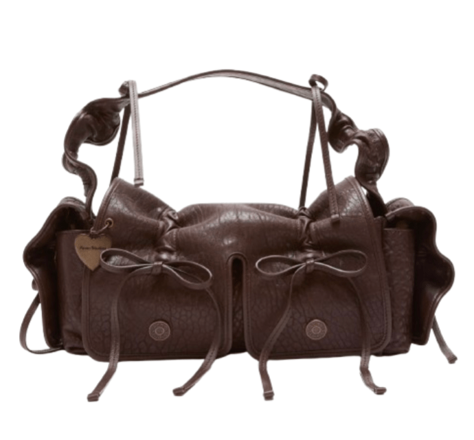 Acne Studios Multi-Pocket Grain Leather Bag Chocolate Brown