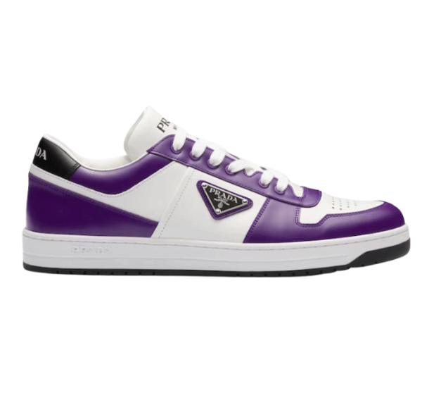 Prada Downtown Leather Sneakers White Cyclamen Pink