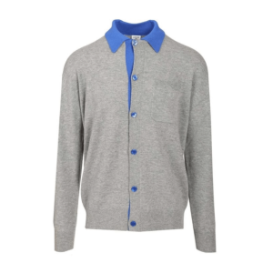 Loewe Grey Wool Polo Cardigan