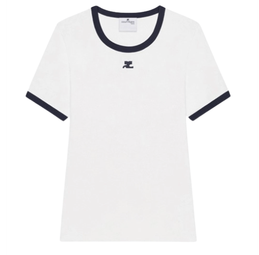 (W) Courreges Heritage T-Shirt White Navy