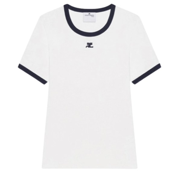 (W) Courreges Heritage T-Shirt White Navy