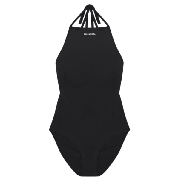 (W) Balenciaga Strappy One Piece Swimsuit Black