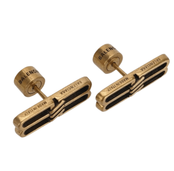 (W) Balenciaga BB Icon Earrings Aged Gold