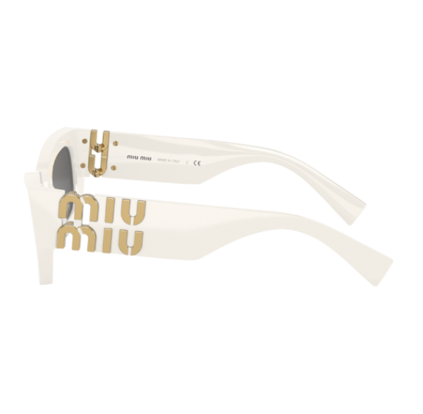 (W) Miu Miu Glimpse Sunglasses Slate Grey Lenses Chalk White Acetate