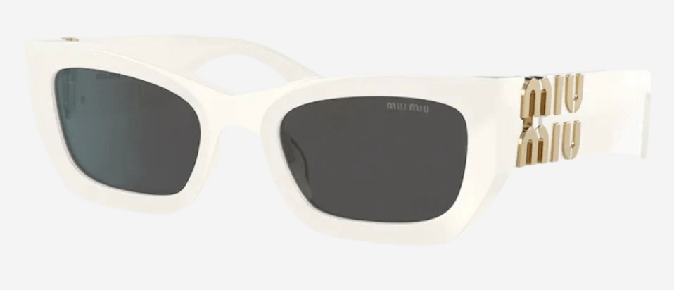 (W) Miu Miu Glimpse Sunglasses Slate Grey Lenses Chalk White Acetate
