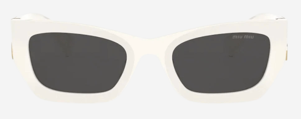 (W) Miu Miu Glimpse Sunglasses Slate Grey Lenses Chalk White Acetate