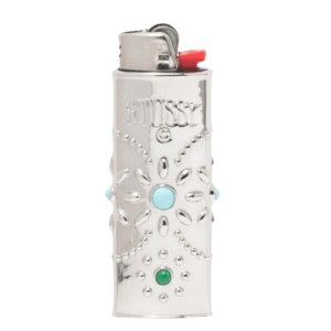 Stussy Metal Bejeweled Lighter Case Silver