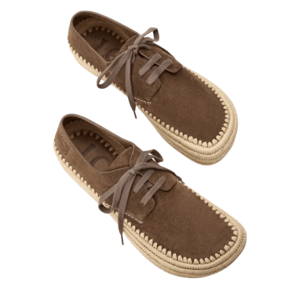 Rio lace-up in suede and raffia