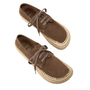 Rio lace-up in suede and raffia
