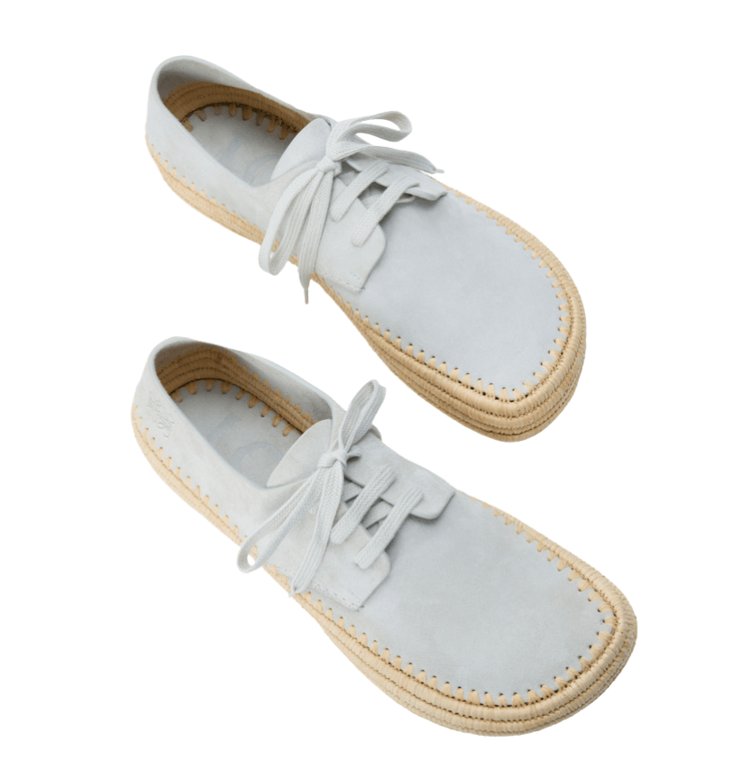Rio lace-up in suede and raffia Light Grey
