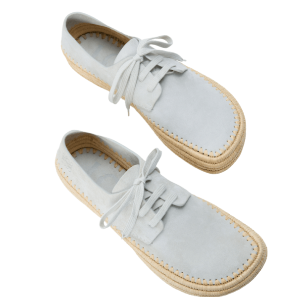 Rio lace-up in suede and raffia Light Grey