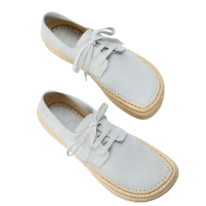 Rio lace-up in suede and raffia Light Grey