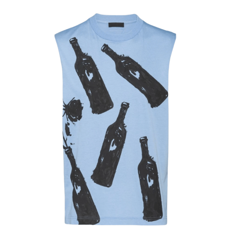 Prada Printed Cotton Top Light Blue