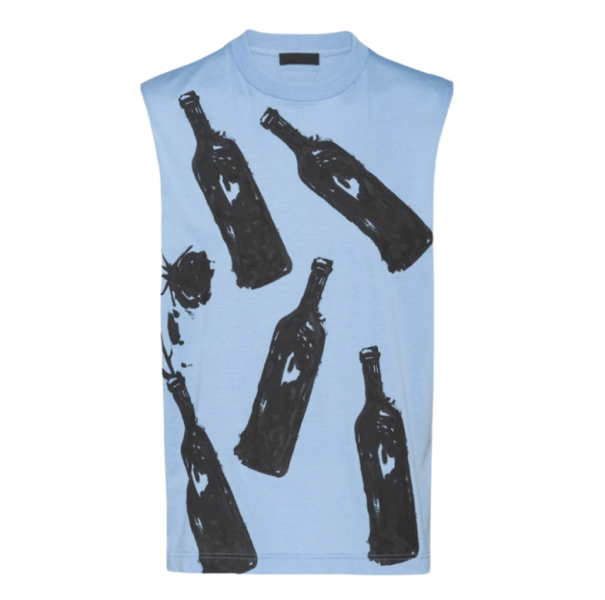 Prada Printed Cotton Top Light Blue