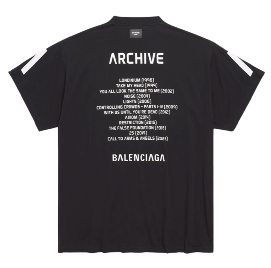 Balenciaga Music Archive Series Connected T-Shirt Oversized Black White
