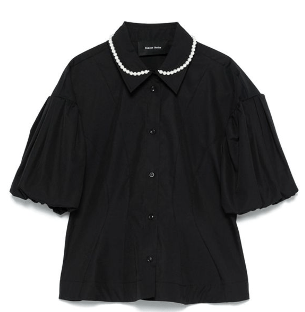 Simone Rocha Pearl-Embellished Puff Cropped Shirt