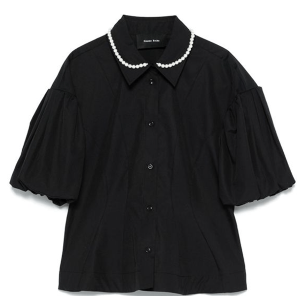 Simone Rocha Pearl-Embellished Puff Cropped Shirt