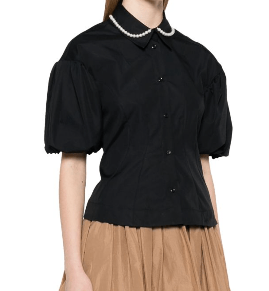 Simone Rocha Pearl-Embellished Puff Cropped Shirt