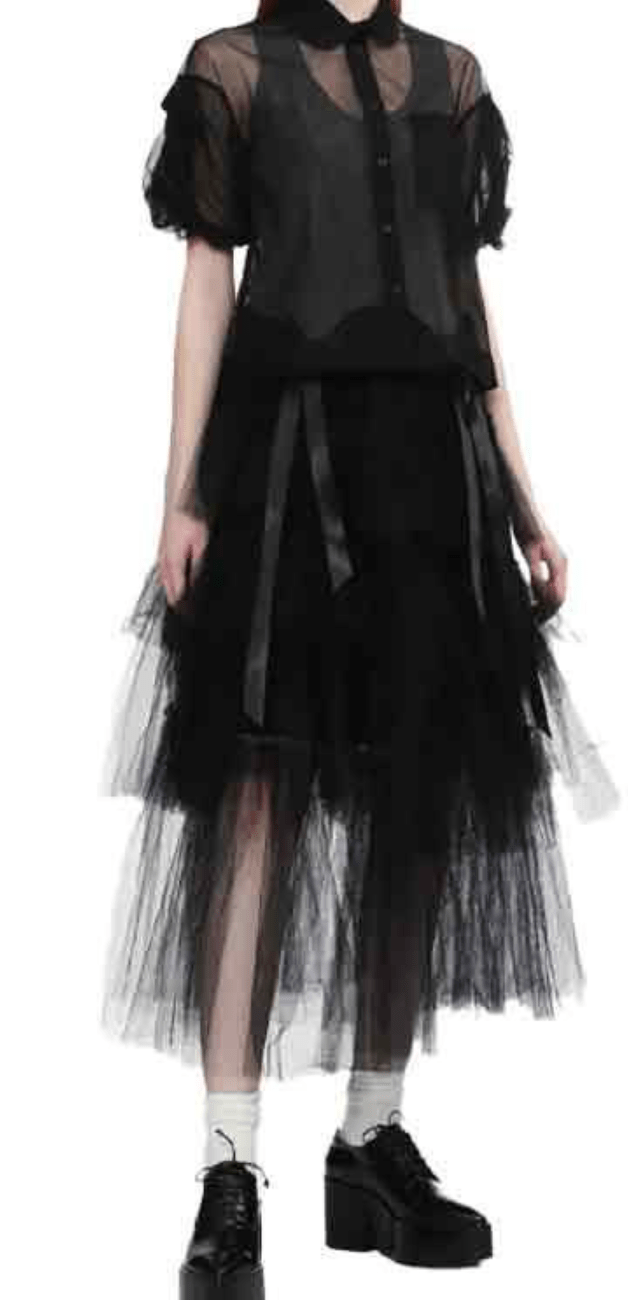 Simone Rocha Sheer Tulle Puff Bow Shirt