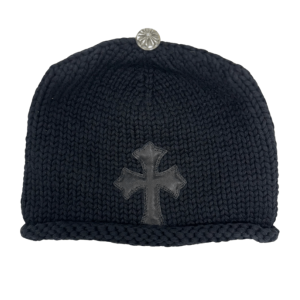 Chrome Hearts Cross Leather Patch Cashmere Beanie Black