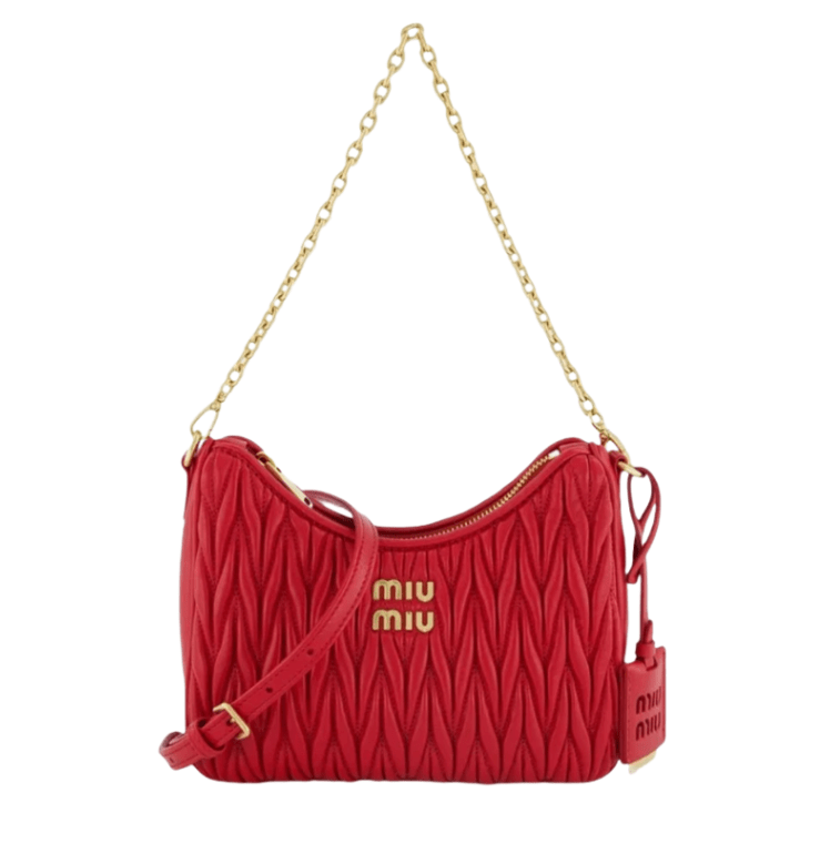 Miu Miu Matelasse Nappa Leather Shoulder Bag Red