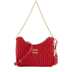 Miu Miu Matelasse Nappa Leather Shoulder Bag Red