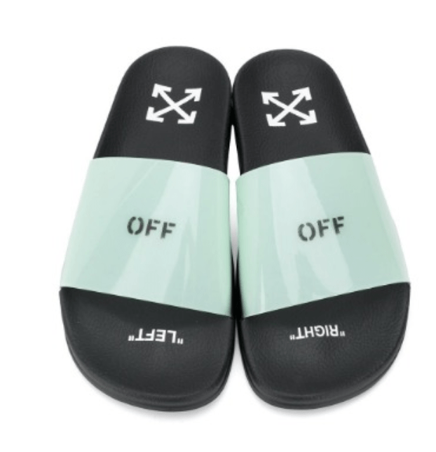 (W) OFF-WHITE POOL SLIDER LIGHT BLUE