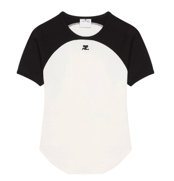 (W) Courreges Circle Contrast T-Shirt Heritage White Black