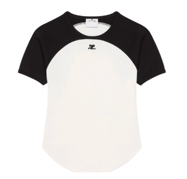 (W) Courreges Circle Contrast T-Shirt Heritage White Black