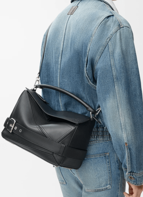 Large Puzzle Biker bag in shiny calfskin