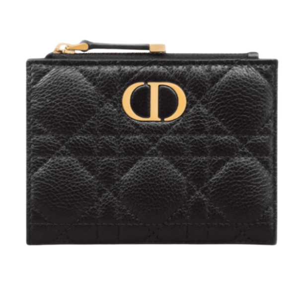 Dior Caro Dahlia Wallet Black Supple Cannage Calfskin