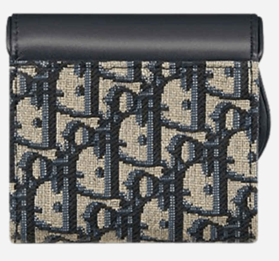 Dior Saddle Lotus Wallet Blue Dior Oblique Jacquard and Smooth Calfskin