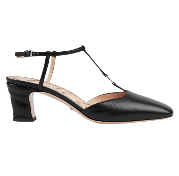 (W) Gucci Petite GG Slingback Pump Black Leather