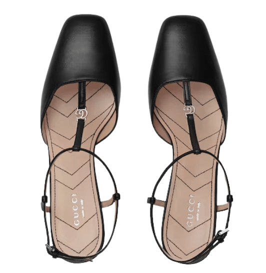 (W) Gucci Petite GG Slingback Pump Black Leather